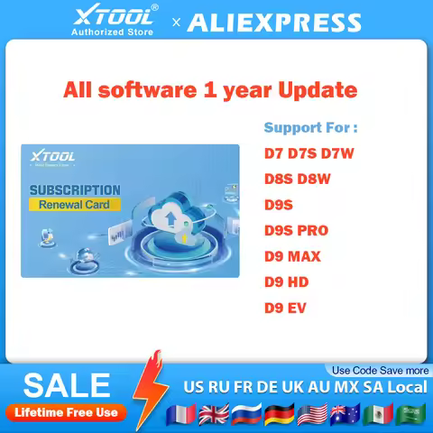 2026 XTOOL Upgrade Fee 1 Year Update For XTOOL D7 D7S D7W D8 D8S D8W D9S D9S PRO All software 1 year