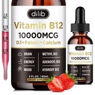 Vitamin B12 Complex 10000 mcg | Vegan Triple Liquid B-12 Drops Sublingual Supplement | Methylcobalam