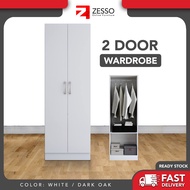 ZESSO 2-DOORS WARDROBE / ALMARI BAJU (DARK OAK/ WHITE) /Almari Pakaian 2 Pintu / almari murah ikea