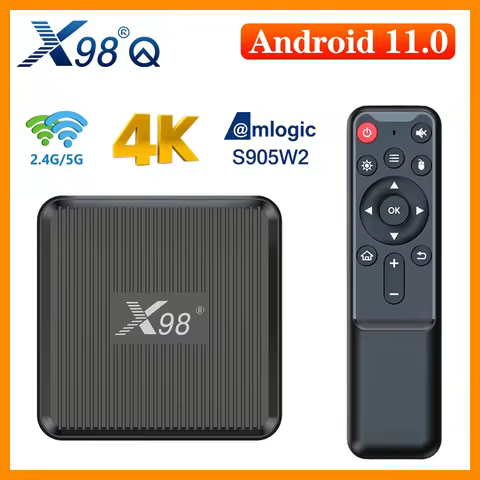 X98Q Android11 TV Box Amlogic S905W2 1GB/2GB RAM 8GB/16GB ROM 4K Dual WiFi 100M LAN Home Media Playe