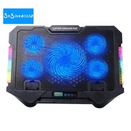 【stsjhtdsss2.sg】Laptop Cooling Pad RGB Gaming Notebook Cooler, Laptop Fan Stand Adjustable Height with 5 Quiet Fans and Phone Holder