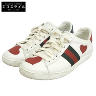 Gucci Heart Ace Low-Cut Sneakers, Women's Shoes, White, Size 36 1/2 (435638), 36.5cm [Used]