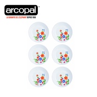 Arcopal Celena 6pc Dessert Plates Set 18cm White Decorated Tempered Glass