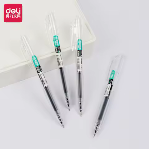 Deli 4pcs 0.5mm Black Ink Quick-drying Gel Pen School Student Supplies Office Supplies Signing Pen O