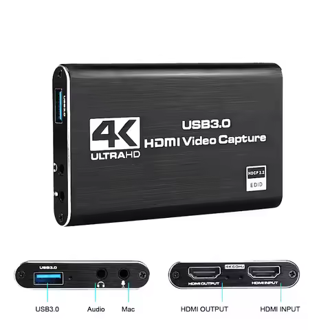 4K USB HDTV 3.0 Video Capture Card HDMI-compatible 1080P HD Video Recorder Grabber For PC PS4 OBS Ga