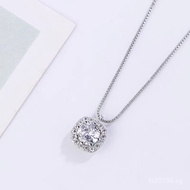 Square Diamond Accessory Sweater Chain Light Luxury S999Hot-selling Pure Silver High-end Feel Autumn