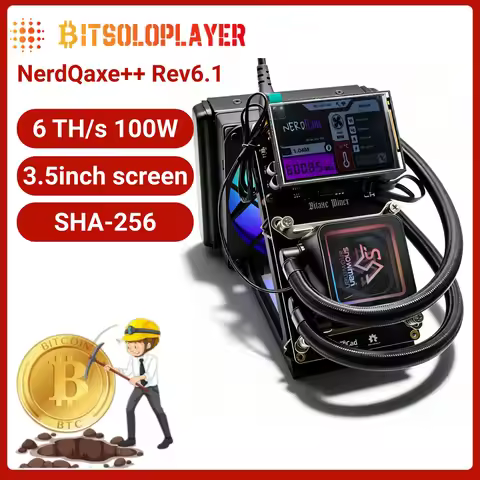 New 3.5in Screen Bitaxe Miner NerdQaxe++ Hydro Rev 6.1 6TH/s BTC Solo Miner BM1370 Chip Sha-256 Bitc