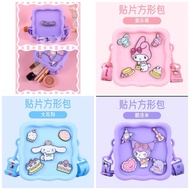 DS21 | Sanrio jelly Jibbitz Sling Bag Cute Cartoon Jibbitz Silicone Square Bag Wallet