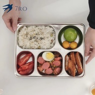 304 Grade Stainless Steel Fast Food Plate Lunch Box With Compartments For Student Home Rice And Cafe