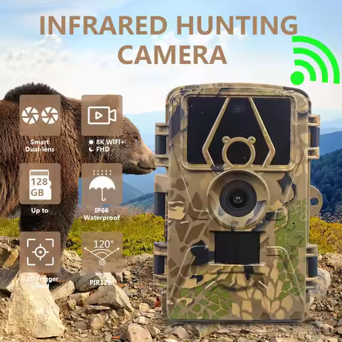 8K WiFi Trail Camera 130° Detection Angle 60MP Waterproof Outdoor Animal Hunting Trail Video Photo T