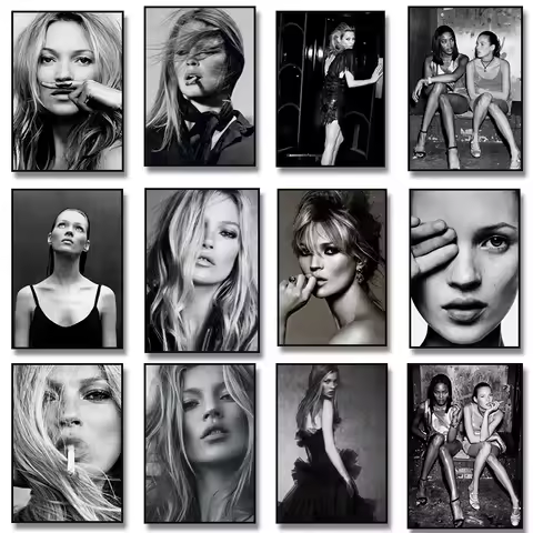 Vintage Retro Photography Kate Moss Smoking Fashion Art Poster Canvas Painting Wall Prints Picture f