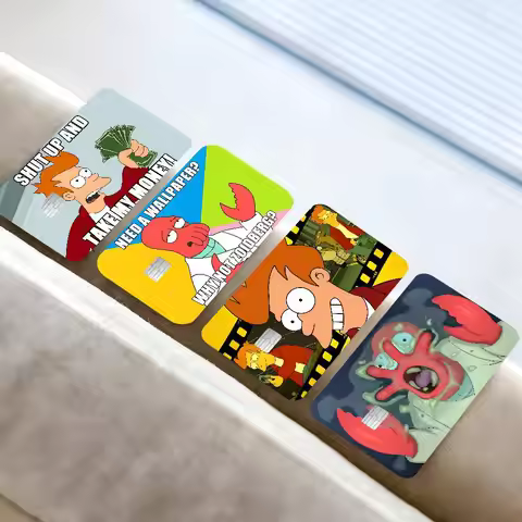 Cartoon F-Futurama Anime Cartoon Bear Skin Sticker Film Tape Case for Big Credit Debit Card Front Si