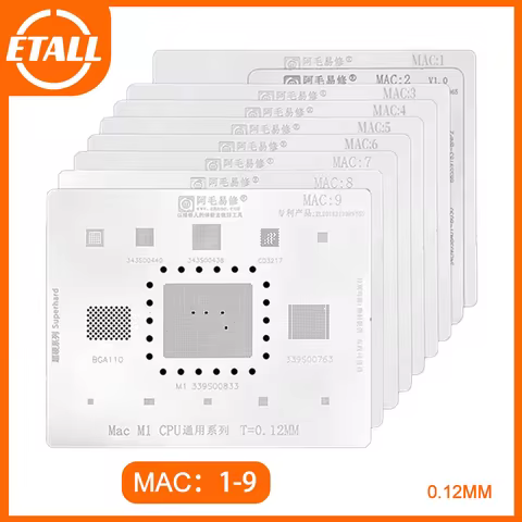 Amaoe Mac1-9 BGA Reballing Stencil For Mac M1 T2 MacBook Pro A2159 A1534 A1706 A1707 EN EM SSD DDR W