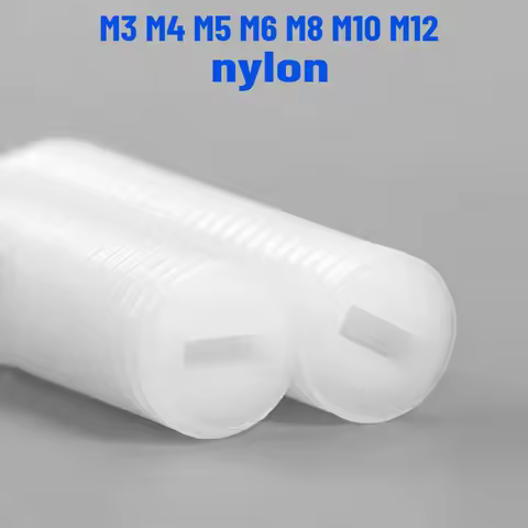 Nylon Slotted Grub Bolt M3 M4 M5 M6 M8 M10 M12 White Nylon Thread Flat Head Metric Headless Set Scre
