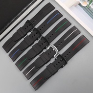 2024 new Universal Rolex Tissot Longines Seiko Mido Casio 20 22mm Rubber Butterfly Buckle Silicone Watch Strap