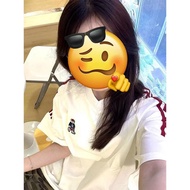 Cod [Embroidery] 100% Cotton Korean Version Sweet v-Neck Bear Embroidered T-Shirt Short-Sleeved vint