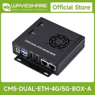 Waveshare Dual Ethernet Base Board For Raspberry Pi CM5, Supports 4G/5G Module, Dual 4K Display Outp