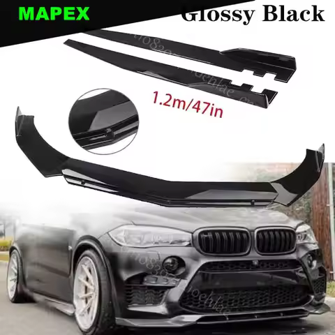 For BMW F15 X5 F85 X5M F16 X6 15-19 Front Bumper Lip Spoiler+47" Side Skirts Kit
