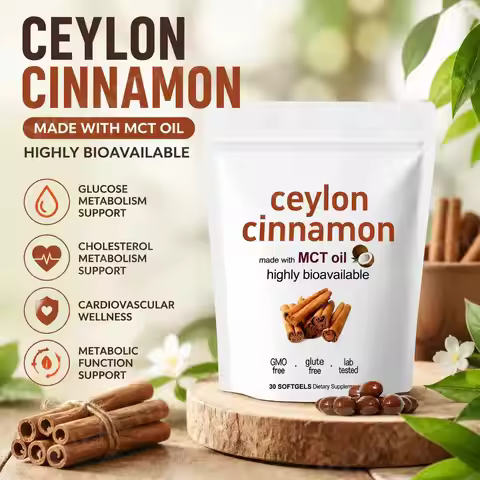 Ceylon Cinnamon Extract Softgels for Glucose and Cholesterol Metabolism Support, 7200mg Equivalent w