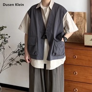 Fake two-Piece Top men Fake two-Piece for men [DUSEN KLEIN] Summer Japanese Retro Tooling Fake two-P