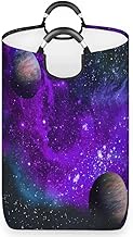 70L Large Laundry Basket Collapsible Tall Laundry Hamper Teal Purple Space Galaxy Planet Laundry Bag