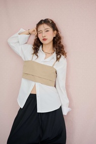 Yếm kaki dáng ngắn phụ kiện mix áo sơ mi - 𝒃𝒚 𝑼.𝒇𝒐𝒖𝒏𝒅