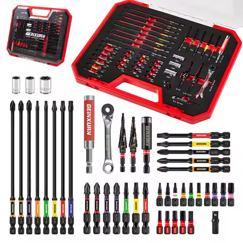 Geinxurn Tools Set Packaged with Screwdriver Bit,Mini Wrench,Socket Driver,Step Drill,Socket Adapter
