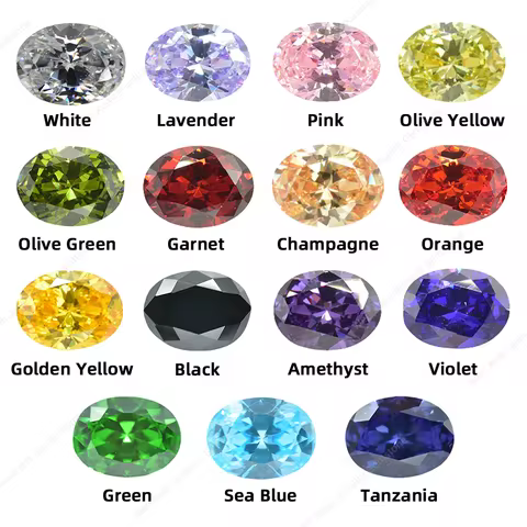 2x3mm~13x18mm 5A CZ Oval Cut Shape Size Synthetic Gems High Quality Loose Cubic Zirconia For Jewelry