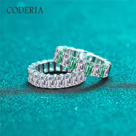 D color 10.5 carat emerald cut moissanite 925 sterling silver ring pas diamond test pt950 real white