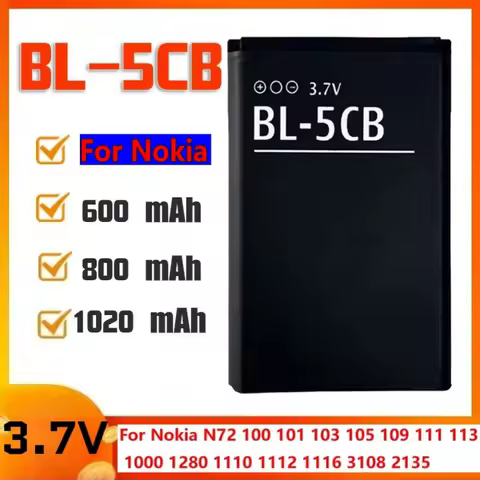 2026 New BL-5CB BL5CB Phone Battery for Nokia N72 100 101 103 105 109 111 113 1000 1280 1110 1112 11