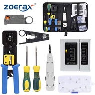 ZoeRax Rj45 Crimping Tool Kit for CAT5/CAT6, Professional Computer Maintenacnce LAN Cable Tester Network Repair Tool Set