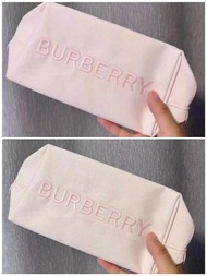 ⭐️Burberry Beauty⭐️白色粉色帆布刺繡大容量化妝包 收納包 洗漱包