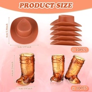 10 Sets Mini Cowboy Boot Shot Glass Cowgirl Party Supplies Western Mugs for Cowboy Cowgirl Decoratio