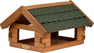 dobar Bird House Block House with Bitumen Roof - Wooden Bird Feeder House Weatherproof Varnished - F
