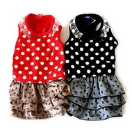 Bagel Japanese pet paradise Dotted Dress/Two Wear [D4346] Red DS