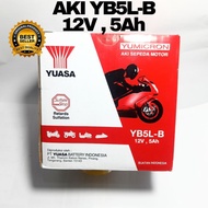ORIGINAL!! YUASA AKI YB5L-B (12V  5Ah) / YUASA YB5L-B 5 12 VOLT 5 AMPER AKI BASAH ACCU MOTOR GRAND MIO SPORTY SUPRA MEGAPRO Erdoganmotor45