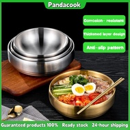 Pandacook 316 Stainless Steel Bowl Korean Style Insulated Noodles Bowl Gold Silver Round Soup Bowl S
