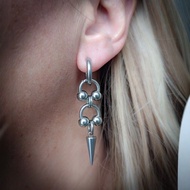 Punk Steel Color Pointed Cone Double Ring Earrings