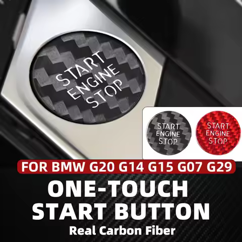 Real Carbon Fiber Car Engine Start Stop Button Interior Trim Cover Stickers For BMW G20 X5 G07 G14 G