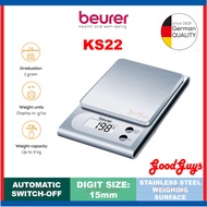 Beurer KS 22 Stainless Steel Kitchen Scale Up to 3kg (KS22)