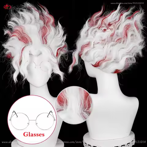 New Okarun Occult Kun Cosplay Wig 42cm Short Silver White Red Highlights Wig Cosplay Anime Wigs Heat