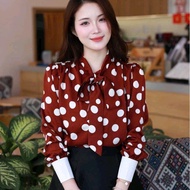 Super beautiful young women's office bow collar shirt A1