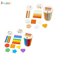 predolo Rainbow Stacking Blocks Set for Kids Ages 4-6, Montessori Puzzle Building Toy
