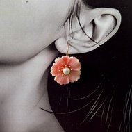 Pearl Earrings Mother-Oyster Flower 925 Silver Seiko Ear Hook