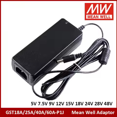 Mean Well Adaptor GST 18A 25A 40A 60A P1J 220V AC To DC 5V 7.5V 12V 15V 18V 24V 48V Deskdop Power Su