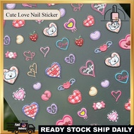 Kids Nail Sticker | Cute Love Style | Hearts, Bears & Berries Design | Easy Peel | Safe for Children