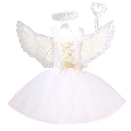 2025 White Angel Heaven Christmas Fancy Dress Up Costume For Girls Cosplay Halloween Party Tutu Dres