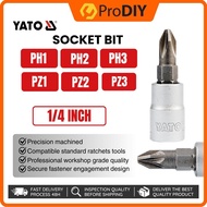 YATO 1pc Socket Bit 1/4 inch PH1-PH3, PZ1-PZ3 Hexagonal Socket Mechanical Tool Wrench Socket L37mm