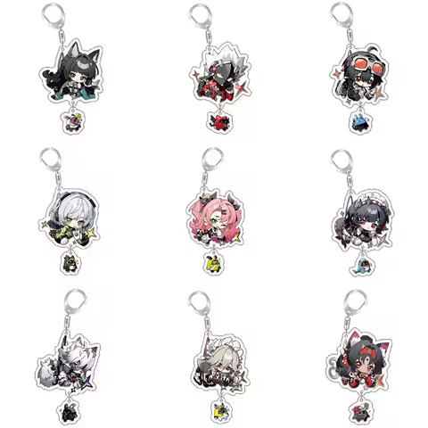 Zenless Zone Zero Anby Demara Billy The Kid Cartoon Keychain Plastic Keyring Bag Tag Cos Accessory
