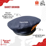 Children's Brimob beret police beret children's sabhara beret Brimob camel beret navy blue beret brr
